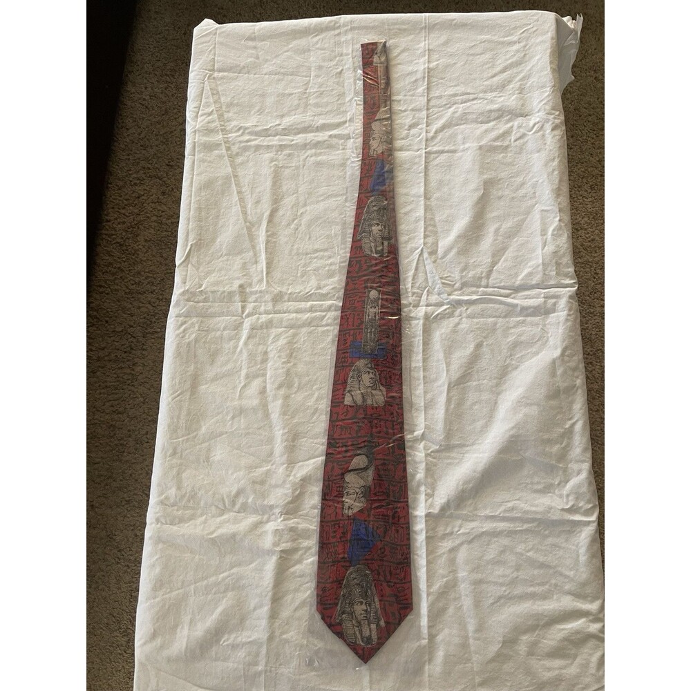 New Vintage Dead Stock 1980’s Claude Montana Burgundy Egyptian  100% Silk Tie